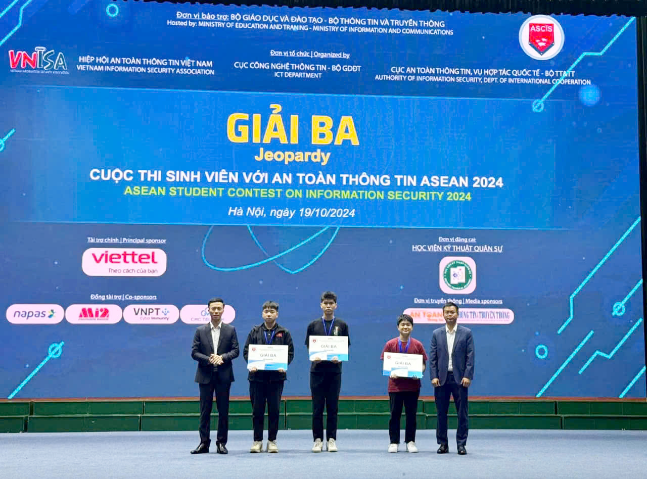 Students from PTIT achieve high rankings at the ‘ASEAN 2024 Students with Information Security’ competition