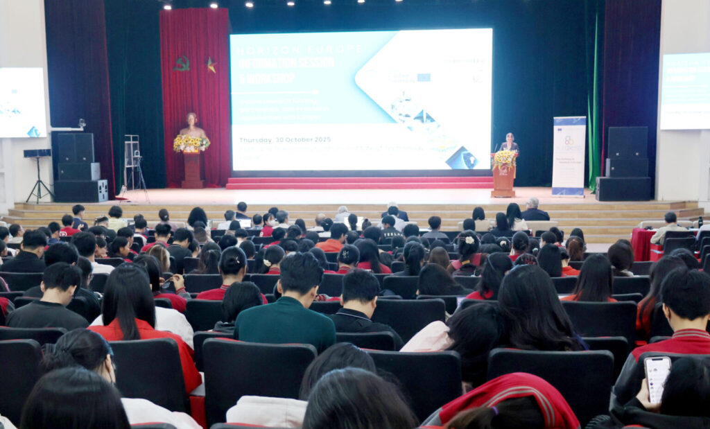 The international workshop "Horizon Europe Programme: Funding and Cooperation Opportunities with EU Research Institutes" taking place at PTIT.