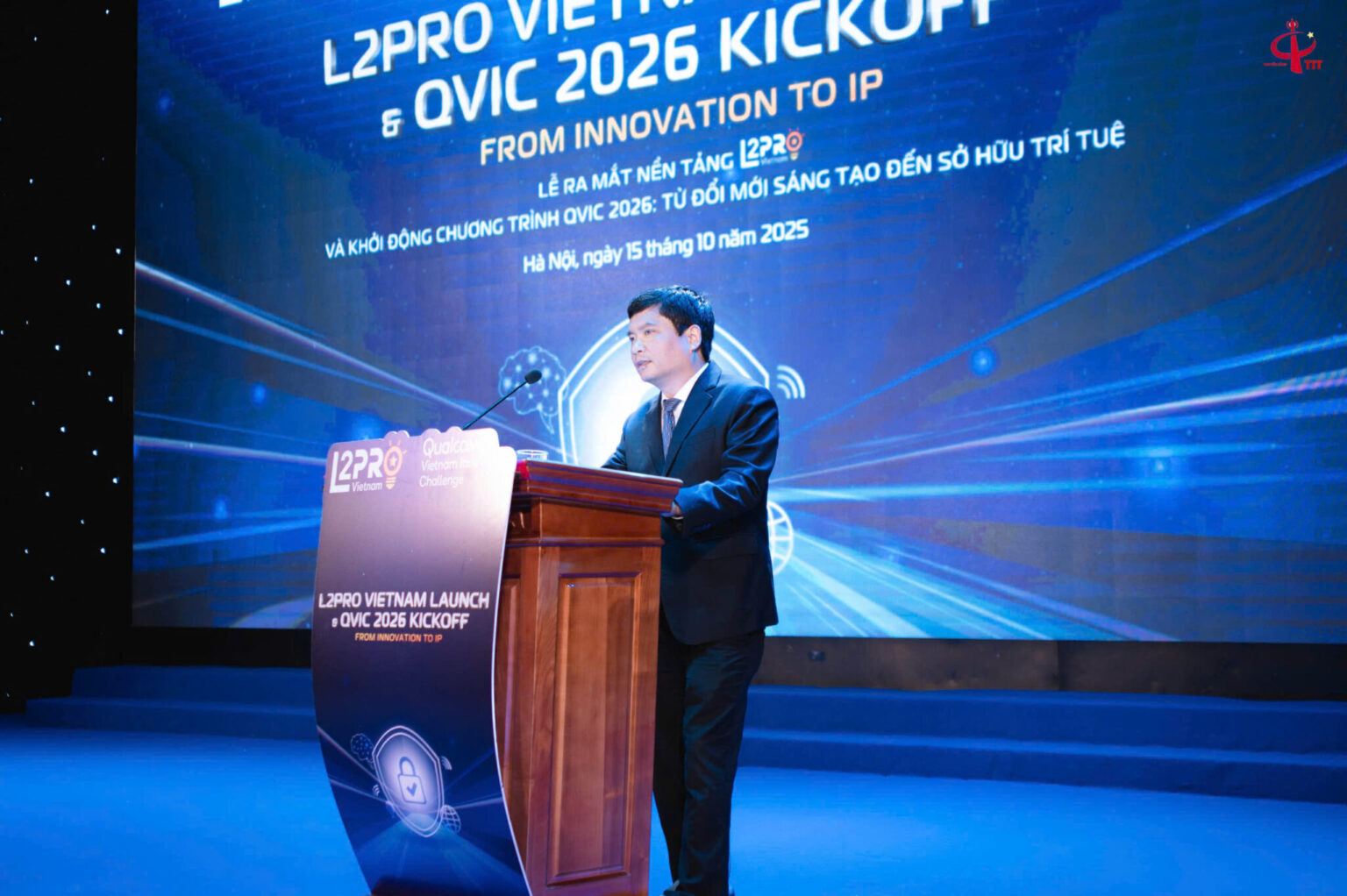 Assoc. Prof. Dr. Dang Hoai Bac, President of PTIT, speaking at the Ceremony.